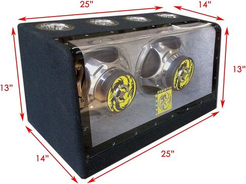 AUDIOTEK AT-510FB Dual 10" 1600 Watt Max Power Band Pass Vented Sealed Vehicle Subwoofer Box Loaded with 10 Inch Car Audio Dual 4 Ohm Sub Enclosure in Saudi Arabia