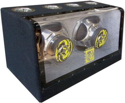 AUDIOTEK AT-510FB Dual 10" 1600 Watt Max Power Band Pass Vented Sealed Vehicle Subwoofer Box Loaded with 10 Inch Car Audio Dual 4 Ohm Sub Enclosure in Saudi Arabia