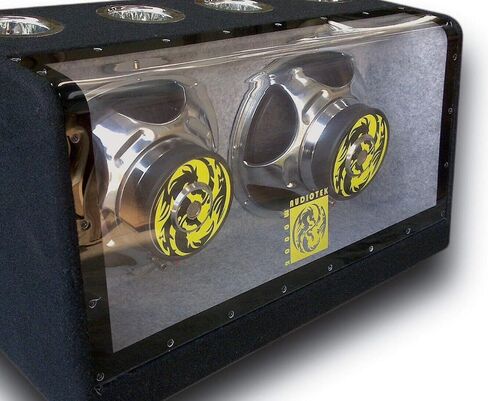 AUDIOTEK AT-510FB Dual 10" 1600 Watt Max Power Band Pass Vented Sealed Vehicle Subwoofer Box Loaded with 10 Inch Car Audio Dual 4 Ohm Sub Enclosure in Saudi Arabia