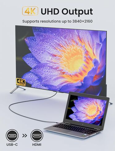 كابل VIOY USB C إلى HDMI بطول 3.3 قدم، 4K@30HZ من النوع c إلى HDMI سلك مجدول (Thunderbolt 3/4) متوافق مع MacBook Pro/Air، iPhone 16/15 Pro/Max، iPad، سلسلة Dell XPS، Galaxy، جهاز العرض، الشاشة، التلفزيون in Kuwait