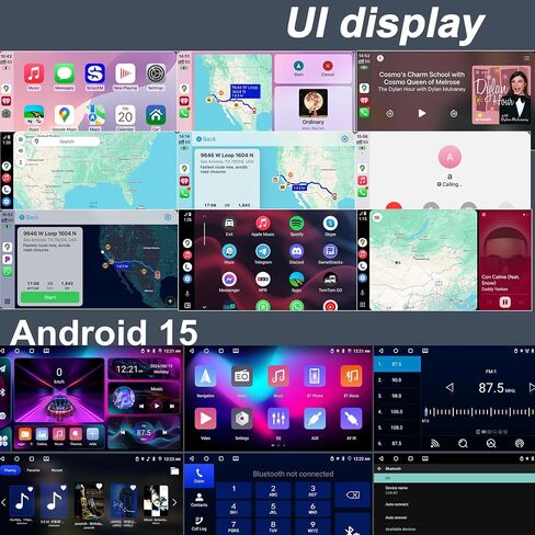[4+64 جيجابايت] 9 بوصة ستيريو سيارة مزدوج Din Android 15 Apple CarPlay Android Auto Radio، 9 بوصة IPS 1280 * 720 شاشة لمس مع GPS، بلوتوث 5.2 راديو FM DSP صوت 1080P كاميرا احتياطية، واي فاي Google Play in Kuwait