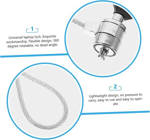 Laptop Lock Security Cable Kit 2 Sets Keyed Locks for Tablets and Monitors Portable Anti-Theft Locking System Security Hardware in Saudi Arabia