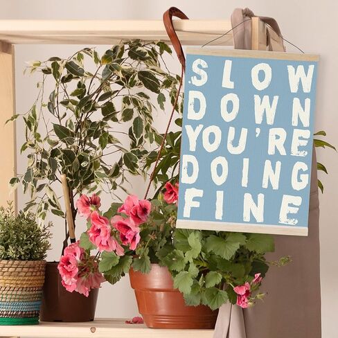 YQDEJ Decor Inspirational Wall Decor ، تبطئ أنت تقوم بعمل جيد من إطار شماعات الجدار الأخضر الرجعية ، التأكيدات الإيجابية التحفيزية ديكور الجدار ، 12x16 بوصة in Saudi Arabia