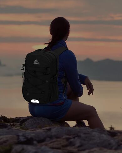 حقيبة ظهر صغيرة مقاومة للماء للمشي لمسافات طويلة سعة 20 لترًا مع حزام صدر للرجال، حقيبة نهارية خفيفة الوزن للاستخدام في الهواء الطلق، باللون الأسود in Kuwait