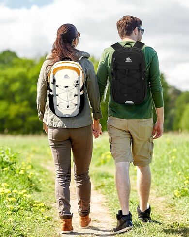 حقيبة ظهر صغيرة مقاومة للماء للمشي لمسافات طويلة سعة 20 لترًا مع حزام صدر للرجال، حقيبة نهارية خفيفة الوزن للاستخدام في الهواء الطلق، باللون الأسود in Kuwait