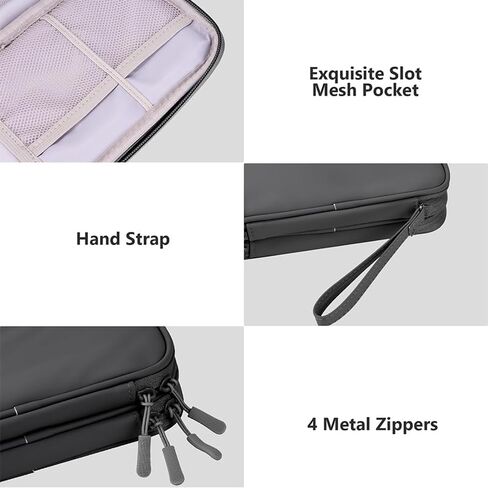 Cable Organizer Bag for Travelers – Dual-Layer Design, Waterproof & Shockproof, Ideal for Work or Trips（Black） in Saudi Arabia