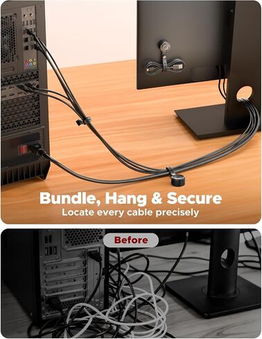 8 Pack Cord Organizer Clips with Silicone Cable Ties [2 in 1], Magnetic Cable Organizer [Smooth Adjustable & 1s Lock], Strong Adhesive Cord Holder Wire Organizer Keeper for Nightstand Desk in Saudi Arabia