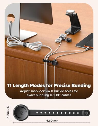 8 Pack Cord Organizer Clips with Silicone Cable Ties [2 in 1], Magnetic Cable Organizer [Smooth Adjustable & 1s Lock], Strong Adhesive Cord Holder Wire Organizer Keeper for Nightstand Desk in Saudi Arabia