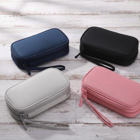 Double Layer Electronic Cable Organizer, Portable Waterproof Travel Storage Bag for Accessories, Cords, Chargers, Phones, Earphones - Black in Saudi Arabia