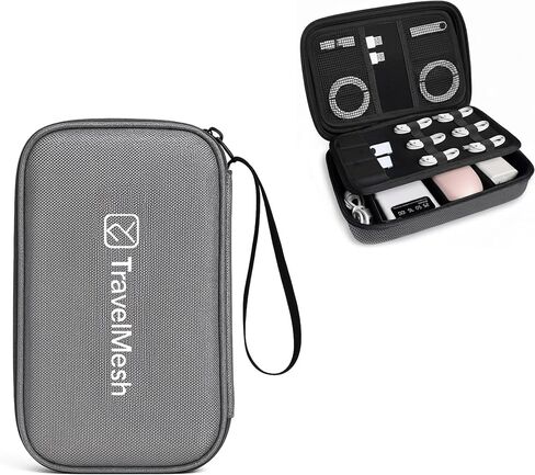 Travel Cable Organizer Bag – Waterproof Electronics Accessories Case for Cords, Chargers, and Tech Gear – Grey in Saudi Arabia