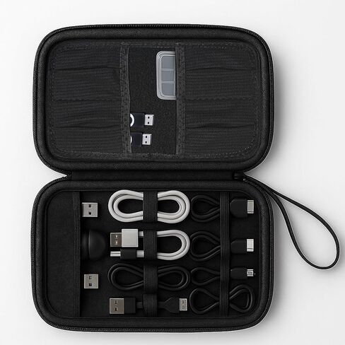 Travel Cable Organizer Bag – Waterproof Electronics Accessories Case for Cords, Chargers, and Tech Gear – Grey in Saudi Arabia