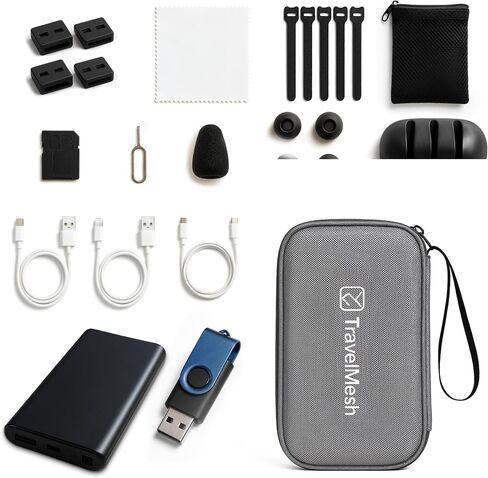 Travel Cable Organizer Bag – Waterproof Electronics Accessories Case for Cords, Chargers, and Tech Gear – Grey in Saudi Arabia