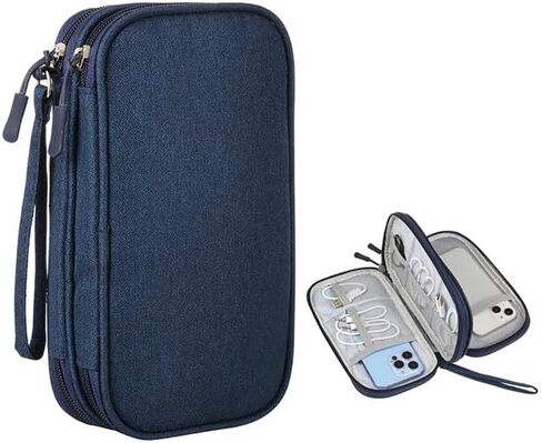 Cable Organizer Bag for Travelers – Dual-Layer Design, Waterproof & Shockproof, Ideal for Work or Trips（Black） in Saudi Arabia