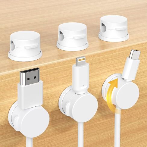 6PC Cord Organizer Holder, 360° Rotatable Spring Cable Clips, Strong Adhesive Cable Management Desk Accessories, Adjustable Wire Organizer Hide Cords Neatly for Nightstand, Home, Kitchen, Office, Rv in Saudi Arabia