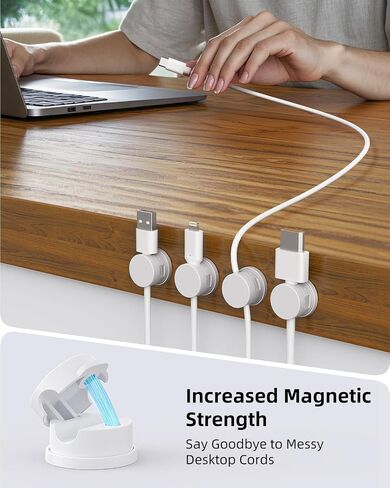 6PC Cord Organizer Holder, 360° Rotatable Spring Cable Clips, Strong Adhesive Cable Management Desk Accessories, Adjustable Wire Organizer Hide Cords Neatly for Nightstand, Home, Kitchen, Office, Rv in Saudi Arabia