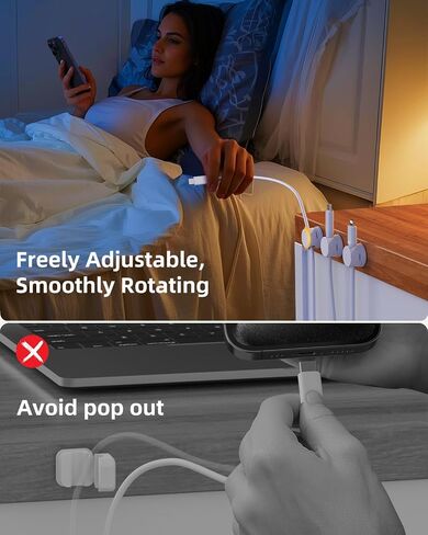6PC Cord Organizer Holder, 360° Rotatable Spring Cable Clips, Strong Adhesive Cable Management Desk Accessories, Adjustable Wire Organizer Hide Cords Neatly for Nightstand, Home, Kitchen, Office, Rv in Saudi Arabia