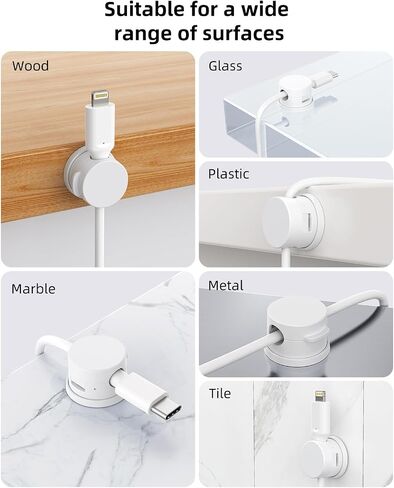 6PC Cord Organizer Holder, 360° Rotatable Spring Cable Clips, Strong Adhesive Cable Management Desk Accessories, Adjustable Wire Organizer Hide Cords Neatly for Nightstand, Home, Kitchen, Office, Rv in Saudi Arabia