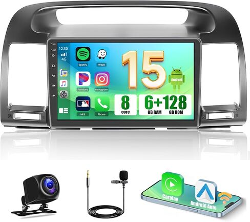 2+32G Android 11 ستيريو سيارة لراديو تويوتا كامري 2000-2006 مع Carplay لاسلكي Android Auto، شاشة لمس سعوية 9 بوصة، مستقبل صوت السيارة يدعم HiFi WiFi GPS Navigation SWC، كاميرا احتياطية + ميكروفون in Saudi Arabia