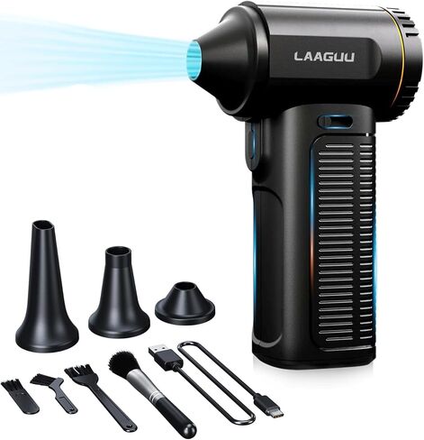 Electric Compressed Air Duster, 130000RPM Adjustable Infinitely Speed Handheld Mini Blower Cordless, 8000mAh Portable Power Fan Home Cleaner for Car Keyboard Computer PC Outdoor (Black II, Pro) in Saudi Arabia