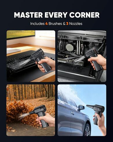 Electric Compressed Air Duster, 130000RPM Adjustable Infinitely Speed Handheld Mini Blower Cordless, 8000mAh Portable Power Fan Home Cleaner for Car Keyboard Computer PC Outdoor (Black II, Pro) in Saudi Arabia