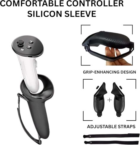 مجموعة غطاء من السيليكون لجهاز Meta Quest 3 - غلاف سماعة الرأس VR، ومقابض وحدة التحكم، وواجهة الوجه وواقيات العدسات، وأغطية العدسات الزجاجية المقواة (غير متوافقة مع Quest 3S) in Kuwait
