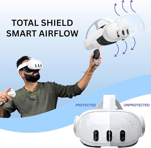 مجموعة غطاء من السيليكون لجهاز Meta Quest 3 - غلاف سماعة الرأس VR، ومقابض وحدة التحكم، وواجهة الوجه وواقيات العدسات، وأغطية العدسات الزجاجية المقواة (غير متوافقة مع Quest 3S) in Kuwait
