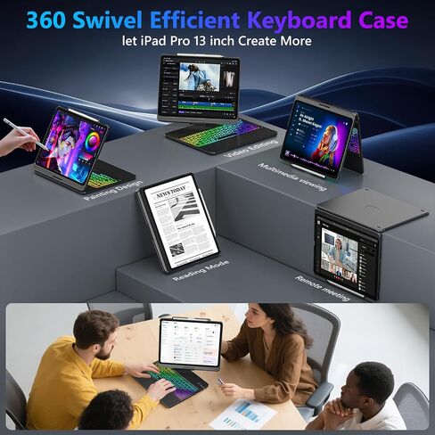FUWANG Touch Keyboard Case for iPad Pro 13 inch (M5/M4) 2025/2024, 360° Swivel for iPad Pro 13 inch Case with Keyboard, 7 Colors Backlit with Multi-Touch Trackpad Keyboard Case for ipad pro 13 Inch in Saudi Arabia
