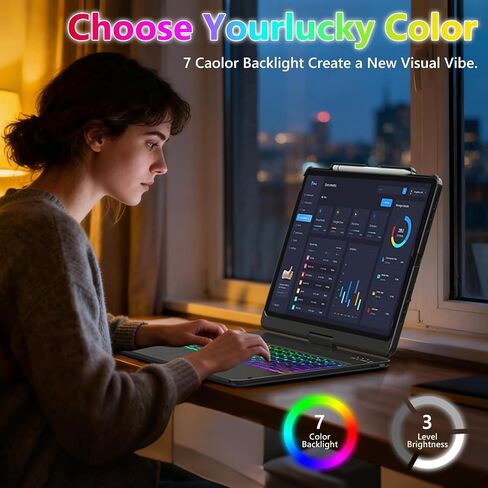 FUWANG Touch Keyboard Case for iPad Pro 13 inch (M5/M4) 2025/2024, 360° Swivel for iPad Pro 13 inch Case with Keyboard, 7 Colors Backlit with Multi-Touch Trackpad Keyboard Case for ipad pro 13 Inch in Saudi Arabia