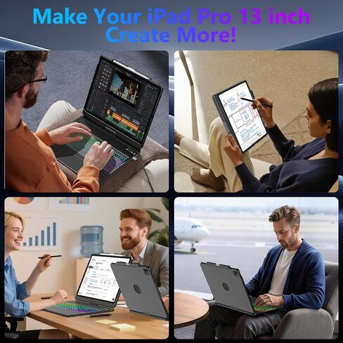 FUWANG Touch Keyboard Case for iPad Pro 13 inch (M5/M4) 2025/2024, 360° Swivel for iPad Pro 13 inch Case with Keyboard, 7 Colors Backlit with Multi-Touch Trackpad Keyboard Case for ipad pro 13 Inch in Saudi Arabia