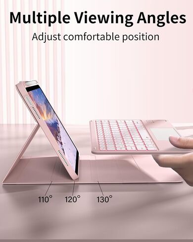 for iPad (A16) 11th 10th Generation Case with Keyboard, 7-Colors Backlit, Folio Cover with Pencil Holder, Multi-Touch Trackpad, Detachable Keyboard for iPad 11/10.9-inch 2025/2022 (Pink) in Saudi Arabia