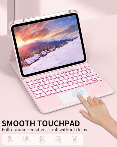 for iPad (A16) 11th 10th Generation Case with Keyboard, 7-Colors Backlit, Folio Cover with Pencil Holder, Multi-Touch Trackpad, Detachable Keyboard for iPad 11/10.9-inch 2025/2022 (Pink) in Saudi Arabia
