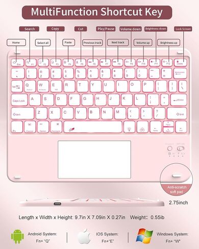 for iPad (A16) 11th 10th Generation Case with Keyboard, 7-Colors Backlit, Folio Cover with Pencil Holder, Multi-Touch Trackpad, Detachable Keyboard for iPad 11/10.9-inch 2025/2022 (Pink) in Saudi Arabia