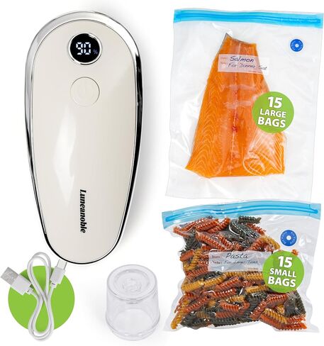 Compact Portable Vacuum Sealer for Food, Handheld Vacuum Sealer | 30 Reusable Vacuum Bags Included | Powerful Food Saver Vacuum Sealer Machine for Fresh Meal Storage in Saudi Arabia