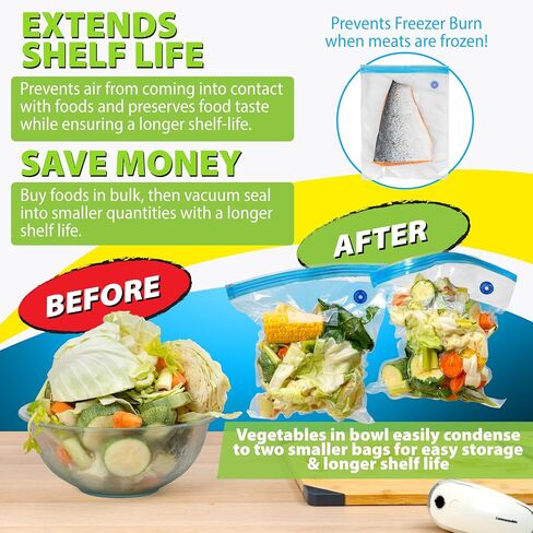 Compact Portable Vacuum Sealer for Food, Handheld Vacuum Sealer | 30 Reusable Vacuum Bags Included | Powerful Food Saver Vacuum Sealer Machine for Fresh Meal Storage in Saudi Arabia