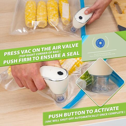 Compact Portable Vacuum Sealer for Food, Handheld Vacuum Sealer | 30 Reusable Vacuum Bags Included | Powerful Food Saver Vacuum Sealer Machine for Fresh Meal Storage in Saudi Arabia