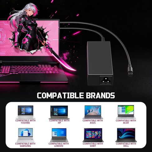 محول تيار متردد لشاحن الكمبيوتر المحمول العالمي بقدرة 90 وات لجهاز Lenovo HP Dell ASUS Acer Samsung Sony Fujitsu Notebook Ultrabook Chromebook Latitude Inspiron Pavilion سلك إمداد الطاقة مع 15 نصيحة in Kuwait