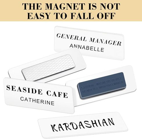 50 Pack Magnetic Name Tags Magnets Name Badge Holder Blank Plastic Magnet Name Tag Backing 1 x 3 Inches with 3 Pcs Magnets for Police Office School (Black) in Kuwait