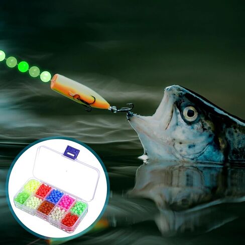 1000PCS Fishing Beads Saltwater Kit 10 Colors 5mm Glow in Dark Round Plastic Fishing Rigs Beads for Saltwater Freshwater in Saudi Arabia