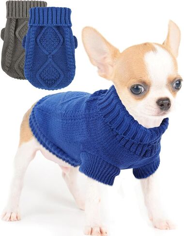 2 Pieces Small Dog Sweater, Chihuahua Sweater Spring Winter Cute Clothes for Yorkie Cat Extra Small Dog Clothes (Small) in Saudi Arabia