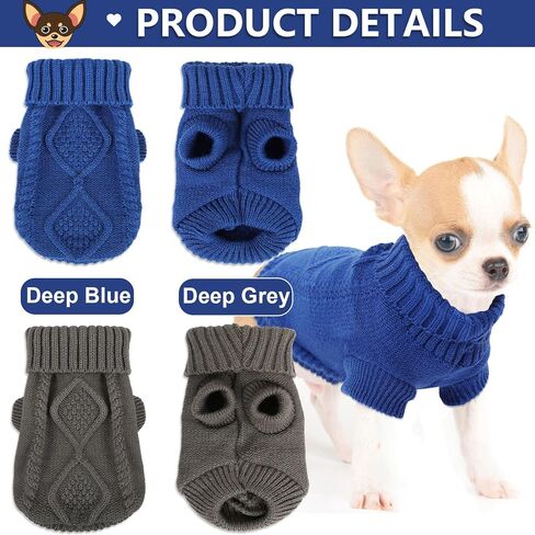 2 Pieces Small Dog Sweater, Chihuahua Sweater Spring Winter Cute Clothes for Yorkie Cat Extra Small Dog Clothes (Small) in Saudi Arabia
