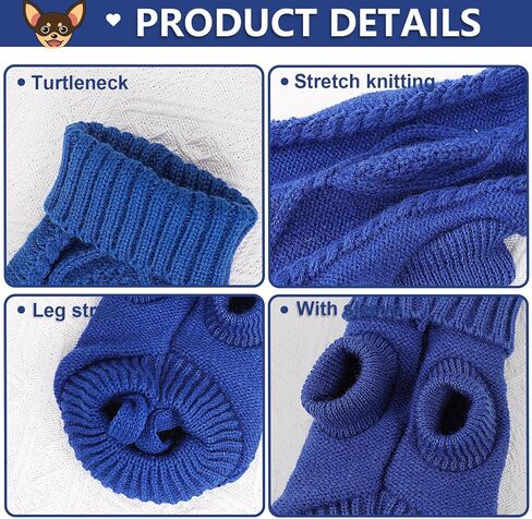 2 Pieces Small Dog Sweater, Chihuahua Sweater Spring Winter Cute Clothes for Yorkie Cat Extra Small Dog Clothes (Small) in Saudi Arabia