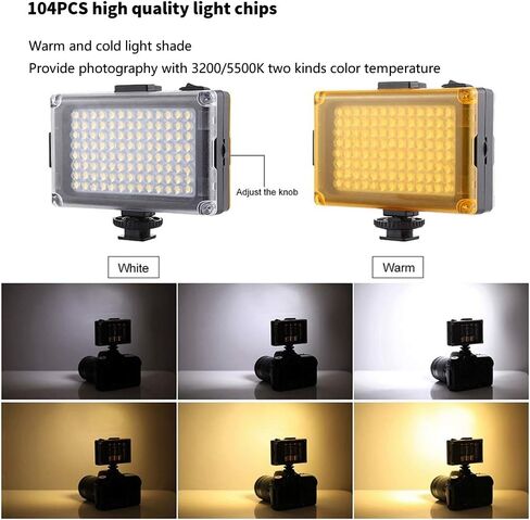 Pssopp 104LED كاميرا محمولة ملء ضوء، LED فيديو ضوء Softbox 3 حامل حذاء بارد لـ DSLR Vlog تصوير التصوير الفوتوغرافي وحفلات الزفاف in Saudi Arabia