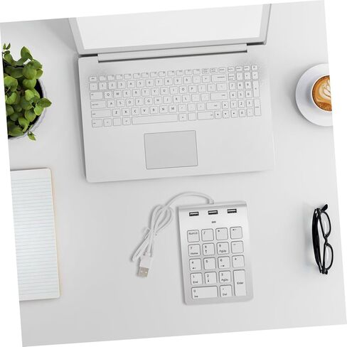 NUOBESTY لوحة مفاتيح رقمية USB مع منافذ USB ومفتاح لوحة أرقام سلكية للكمبيوتر المحمول وتوافق التصميم خفيف الوزن in Kuwait