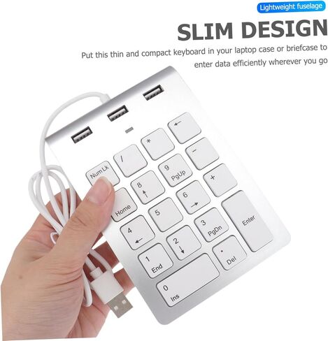 NUOBESTY لوحة مفاتيح رقمية USB مع منافذ USB ومفتاح لوحة أرقام سلكية للكمبيوتر المحمول وتوافق التصميم خفيف الوزن in Kuwait