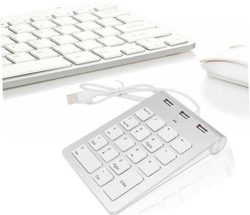 NUOBESTY لوحة مفاتيح رقمية USB مع منافذ USB ومفتاح لوحة أرقام سلكية للكمبيوتر المحمول وتوافق التصميم خفيف الوزن in Kuwait
