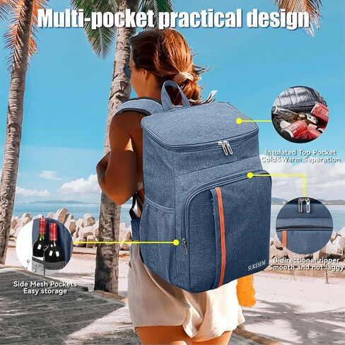 Cooler Backpack - 45 Can Insulated Soft Cooler Lunch Bag for Camping, Beach, Hiking & Shopping for Men and Women(Black) in Saudi Arabia