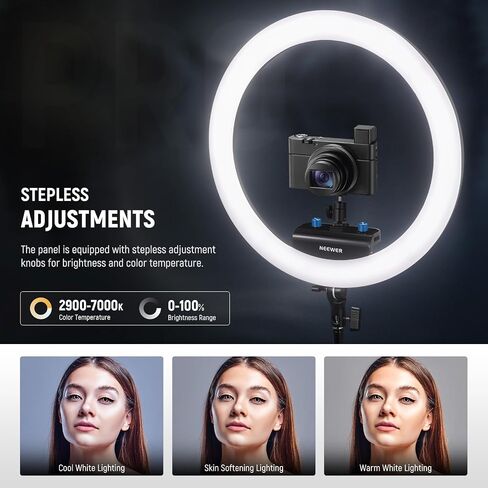 NEEWER Professional Ring Light with Stand and Phone Holder, 18 inch Ultra Thin, 45W 2900K-7000K TLCI98, Remote Shutter & App Control, Softer Lighting for Makeup Live Stream TikTok, RP18B Pro White in Saudi Arabia
