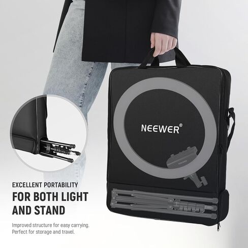 NEEWER Professional Ring Light with Stand and Phone Holder, 18 inch Ultra Thin, 45W 2900K-7000K TLCI98, Remote Shutter & App Control, Softer Lighting for Makeup Live Stream TikTok, RP18B Pro White in Saudi Arabia