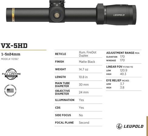 Leupold VX-5HD 1-5x24 (30mm) CDS-ZL2 Illum. FireDot Duplex Reticle Riflescope in Saudi Arabia