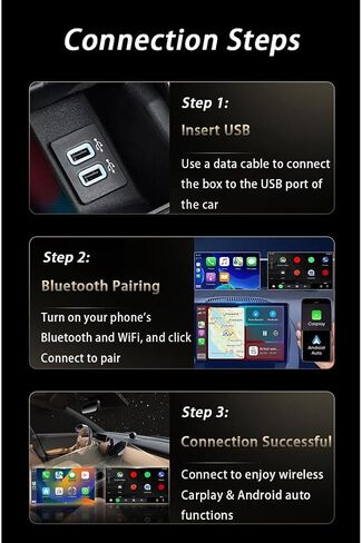 Wireless Carplay Adapter for Rolls Royce Cullinan 2020 2021 2022 2023 2024, 2 in 1 Plug and Play Android Auto and Carplay Adapter Convert Wired to Wireless CarPlay,A BlackStyle in Saudi Arabia